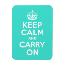 Turquoise Keep Calm and Carry On Flexible Magnets