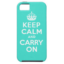 Turquoise Keep Calm and Carry On iPhone 5 Covers