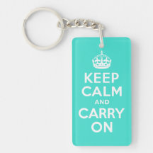Turquoise Keep Calm and Carry On Key Chain Acrylic Key Chain