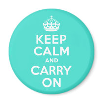 Turquoise Keep Calm and Carry On Refrigerator Magnet
