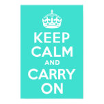 Turquoise Keep Calm and Carry On Posters