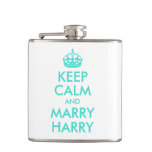 Turquoise Keep Calm and Marry Harry Hip Flask