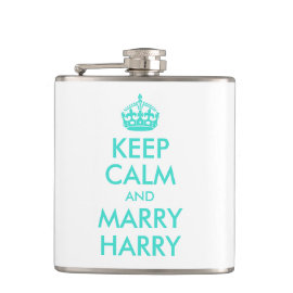 Turquoise Keep Calm and Marry Harry Hip Flask