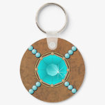 Turquoise Leather & Pearls CUSTOM KEYCHAIN