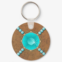 Turquoise Leather & Pearls CUSTOM KEYCHAIN