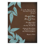 Turquoise Leaves Vintage Wedding Invitations