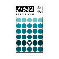 turquoise love dots Postage stamps