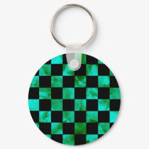 Turquoise marble Checkerboard keychains