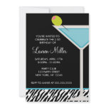 Turquoise Martini and Zebra Pattern Custom Invitation