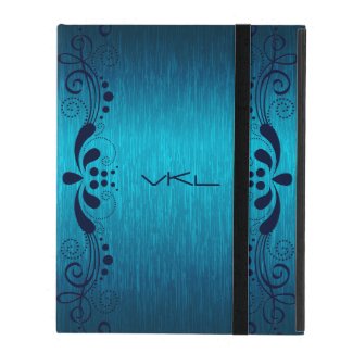 Turquoise Metallic Texture & Floral Blue Lace iPad Cases