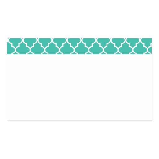 Turquoise Moroccan Tiles Lattice Personalized Business Cards (back side)