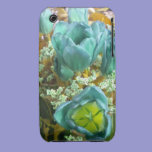 Turquoise N Gold Tulips iPhone 3 case casemate cases