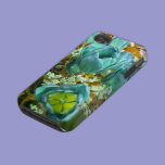 Turquoise N Gold Tulips iPhone 4 case casemate cases
