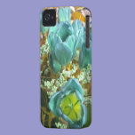 Turquoise N Gold Tulips iPhone 4 case casemate cases