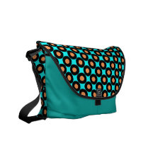 Turquoise Orange Retro Polka Dots - Messenger Bag