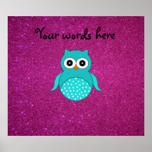 Turquoise owl cute poster