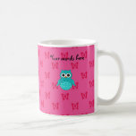 Turquoise owl pink butterflies mugs