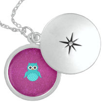 Turquoise owl pink glitter custom jewelry