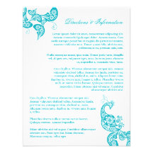 Turquoise Paisley Peacock Chic Wedding Information Custom Invitation