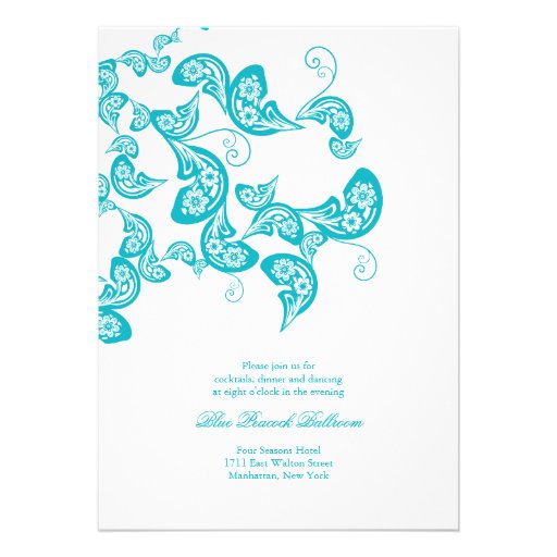 Turquoise Paisley Peacock Chic Wedding Invite