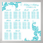 Turquoise Paisley Peacock Wedding Seating Chart Posters