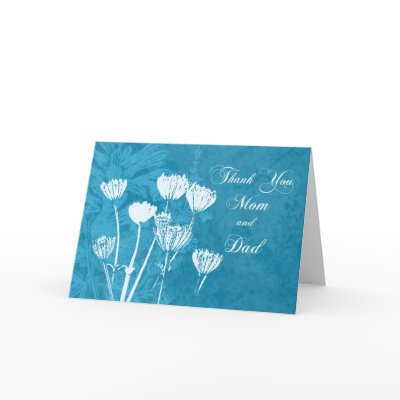 Turquoise Parents  Wedding Day Thank You Card