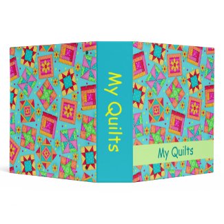 Turquoise Patchwork Quilt Personlizable Album Vinyl Binders