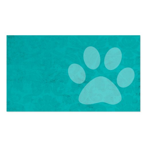 Turquoise Paw Print Pet Sitting Business Cards (back side)