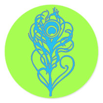 Turquoise Peacock Feather stickers by JuJuGarden Turquoise Peacock Feather stickers
