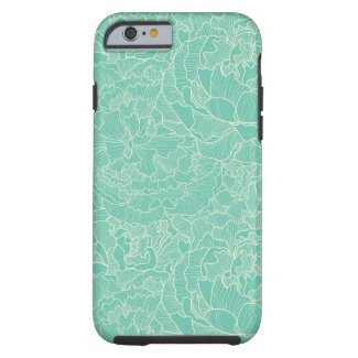 Turquoise Peony Pattern iPhone 6 Case