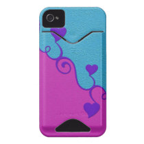 Turquoise & Pink Hearts Pattern iPhone 4 Case-Mate