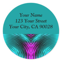 turquoise pink round stickers