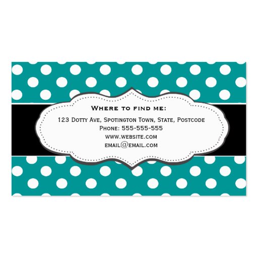 Turquoise Polka Dot Business Cards (back side)