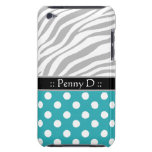 Turquoise Polka Dot Faded Zebra Print iPod Case iPod Touch Cases