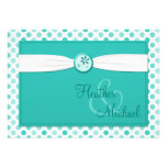 Turquoise Polka Dot Ribbon Wedding Invitation