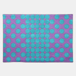 Turquoise Polka Dots on Purple Leather Texture placemats