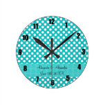 Turquoise polka dots wedding favors clock