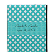 Turquoise polka dots wedding favors iPad cases