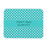 Turquoise polka dots wedding favors rectangular magnet