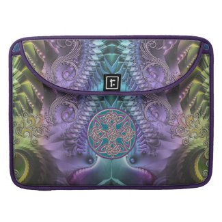 Turquoise Purple Abstract Fractal and Celtic Knot
