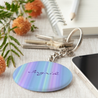 Turquoise Purple Blue Pastel Rainbow Keychain