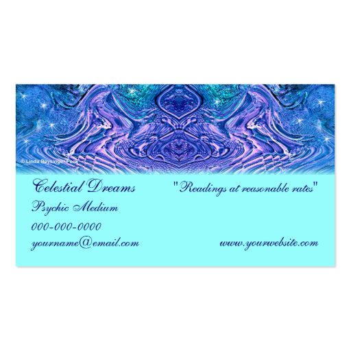 Turquoise Purple Celestial Business Card (front side)