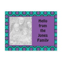 Turquoise Purple circle photo frame postcards