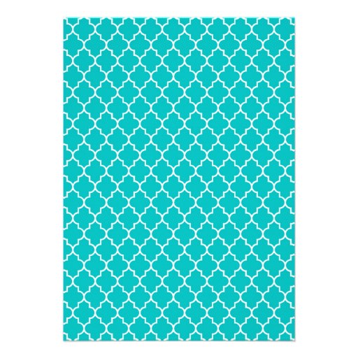 Turquoise Quatrefoil Wedding Invitations