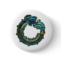 Turquoise Quetzalcoatl Pinback Button