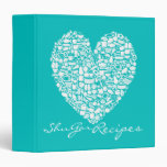 Turquoise Recipe Kitchen Personalized Name Binder