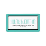 Turquoise rectangular frame wedding favor labels