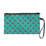 Turquoise red cherry pattern bagettes bags