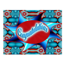turquoise red congratulations post cards