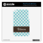 Turquoise Red Daisy iPod Touch Skin 4g 4th Gen